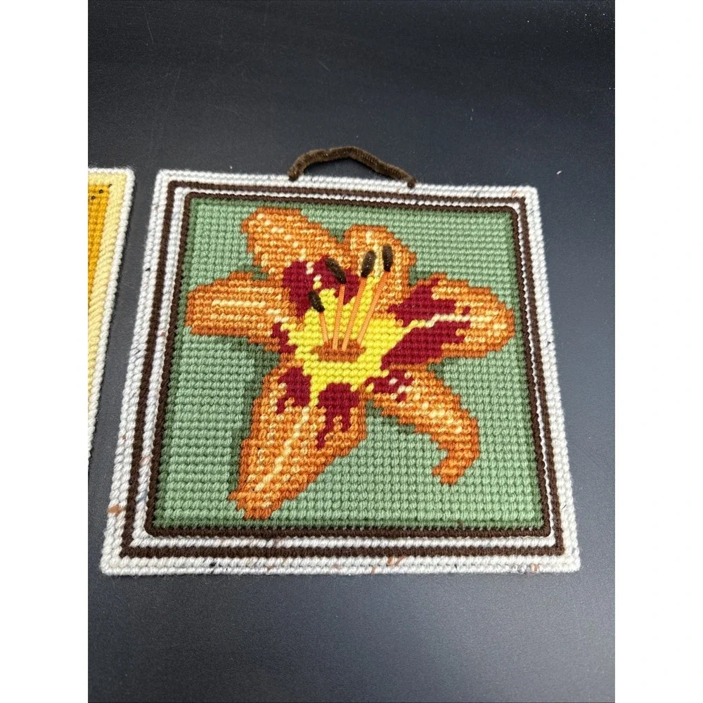 Plastic Canvas Completed Wall Decor Door Hanger Flowers Approx 8